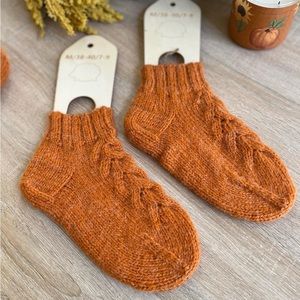 Hand knitted alpaca twist socks